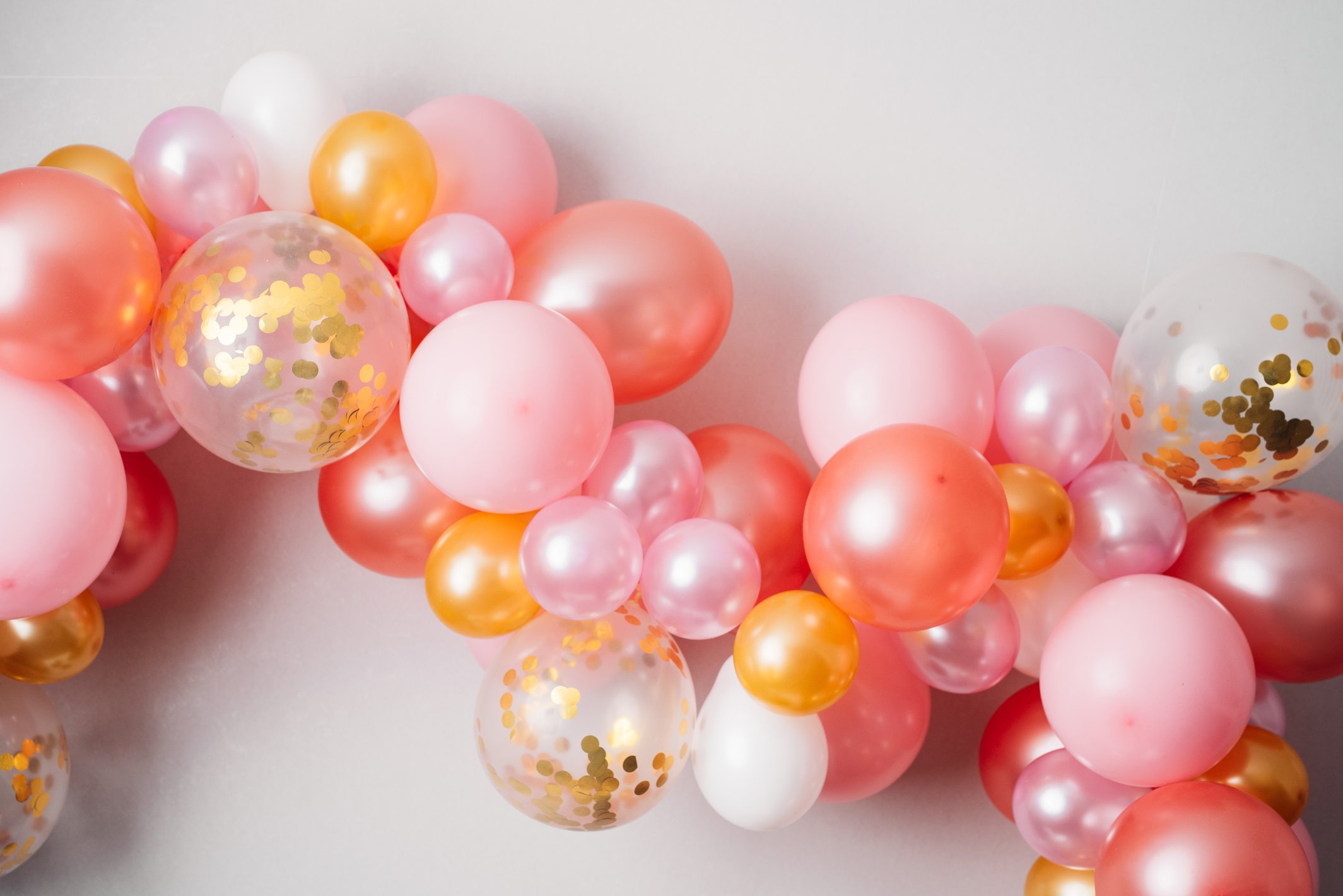 Pink golden balloon garland